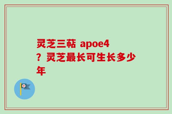 灵芝三萜 apoe4？灵芝最长可生长多少年