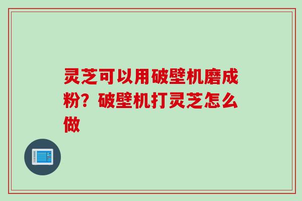 灵芝可以用破壁机磨成粉？破壁机打灵芝怎么做
