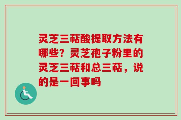 灵芝三萜酸提取方法有哪些？灵芝孢子粉里的灵芝三萜和总三萜，说的是一回事吗