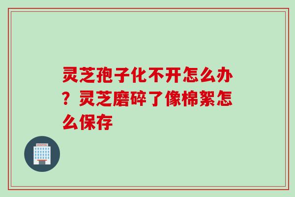灵芝孢子化不开怎么办？灵芝磨碎了像棉絮怎么保存
