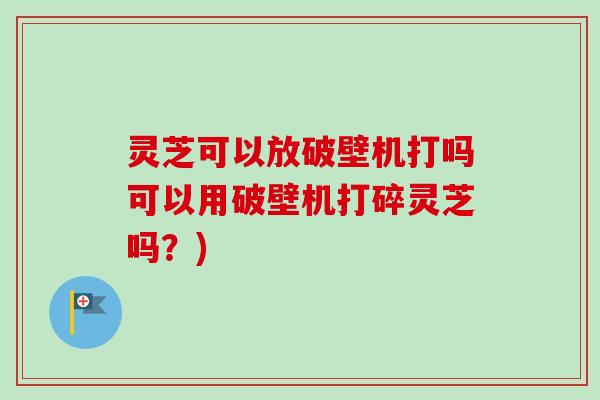灵芝可以放破壁机打吗可以用破壁机打碎灵芝吗？)