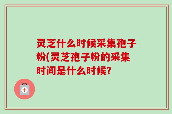 灵芝什么时候采集孢子粉(灵芝孢子粉的采集时间是什么时候？