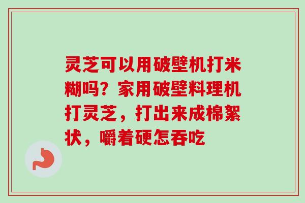灵芝可以用破壁机打米糊吗?家用破壁料理机打灵芝,打出来成棉絮状,嚼着硬怎吞吃 灵芝可以用破壁机打米糊吗?家用破壁料理机打灵芝,打出来成棉絮状,嚼着硬怎吞吃