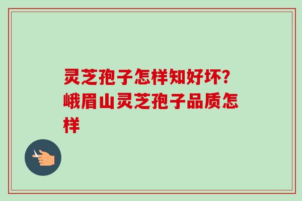 灵芝孢子怎样知好坏？峨眉山灵芝孢子品质怎样