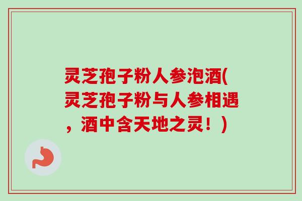 灵芝孢子粉人参泡酒(灵芝孢子粉与人参相遇，酒中含天地之灵！)