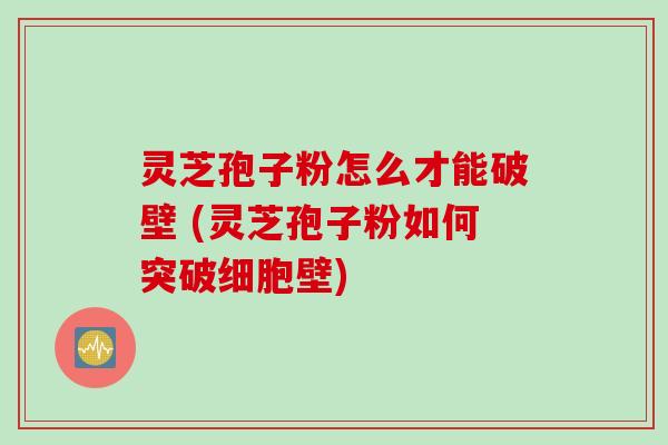 灵芝孢子粉怎么才能破壁 (灵芝孢子粉如何突破细胞壁)