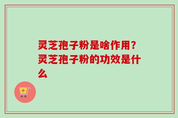 灵芝孢子粉是啥作用？灵芝孢子粉的功效是什么