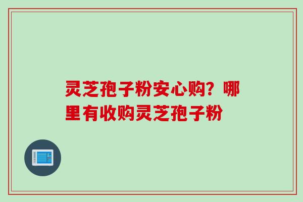 灵芝孢子粉安心购？哪里有收购灵芝孢子粉