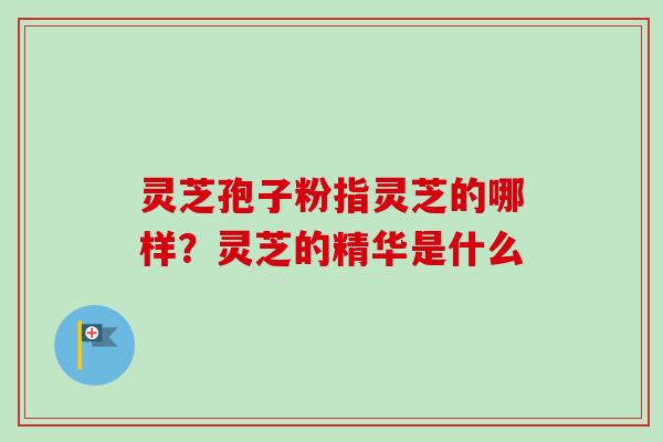 灵芝孢子粉指灵芝的哪样？灵芝的精华是什么