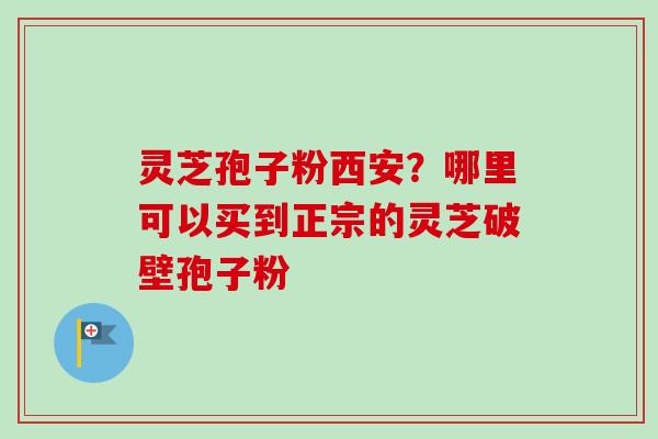 灵芝孢子粉西安？哪里可以买到正宗的灵芝破壁孢子粉