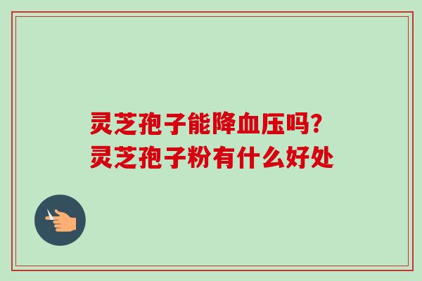 灵芝孢子能降血压吗？灵芝孢子粉有什么好处