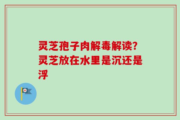 灵芝孢子肉解毒解读？灵芝放在水里是沉还是浮