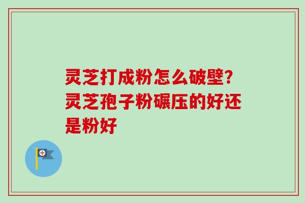 灵芝打成粉怎么破壁？灵芝孢子粉碾压的好还是粉好