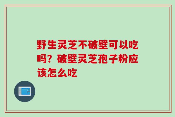野生灵芝不破壁可以吃吗？破壁灵芝孢子粉应该怎么吃