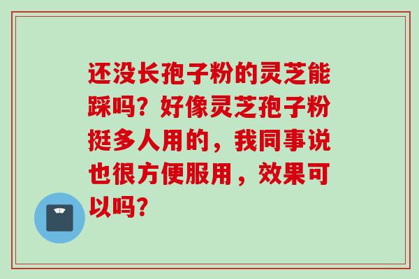 还没长孢子粉的灵芝能踩吗？好像灵芝孢子粉挺多人用的，我同事说也很方便服用，效果可以吗？