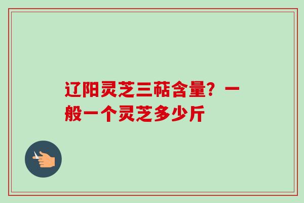 辽阳灵芝三萜含量？一般一个灵芝多少斤