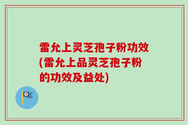 雷允上灵芝孢子粉功效(雷允上品灵芝孢子粉的功效及益处)