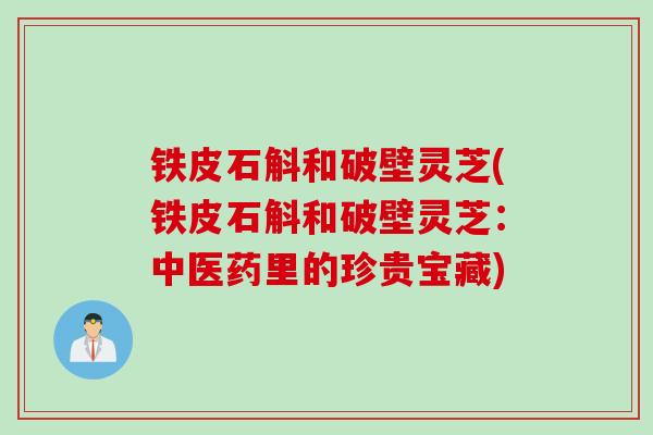 铁皮石斛和破壁灵芝(铁皮石斛和破壁灵芝:中医药里的珍贵宝藏) 铁皮石斛和破壁灵芝(铁皮石斛和破壁灵芝:中医药里的珍贵宝藏)