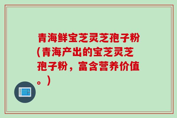 青海鲜宝芝灵芝孢子粉(青海产出的宝芝灵芝孢子粉，富含营养价值。)