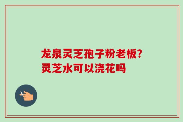 龙泉灵芝孢子粉老板？灵芝水可以浇花吗