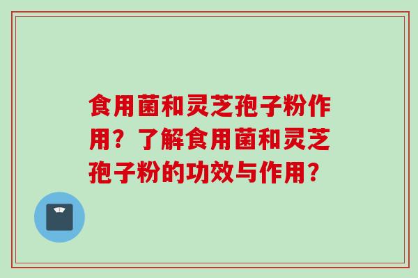 食用菌和灵芝孢子粉作用？了解食用菌和灵芝孢子粉的功效与作用？