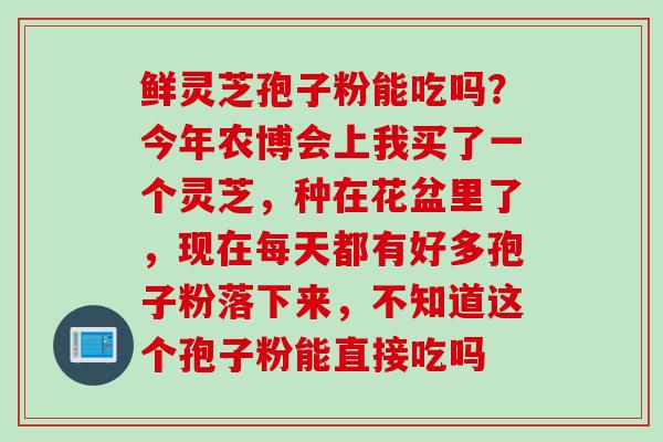 鲜灵芝孢子粉能吃吗？今年农博会上我买了一个灵芝，种在花盆里了，现在每天都有好多孢子粉落下来，不知道这个孢子粉能直接吃吗