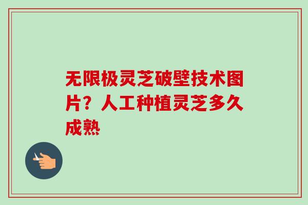 无限极灵芝破壁技术图片？人工种植灵芝多久成熟