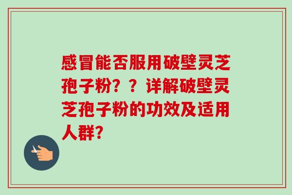 感冒能否服用破壁灵芝孢子粉？？详解破壁灵芝孢子粉的功效及适用人群？