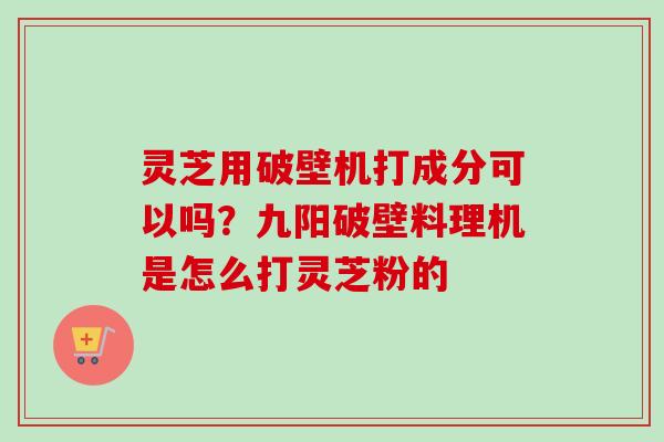 灵芝用破壁机打成分可以吗？九阳破壁料理机是怎么打灵芝粉的