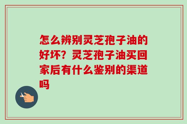 怎么辨别灵芝孢子油的好坏？灵芝孢子油买回家后有什么鉴别的渠道吗
