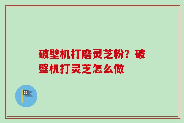 破壁机打磨灵芝粉？破壁机打灵芝怎么做