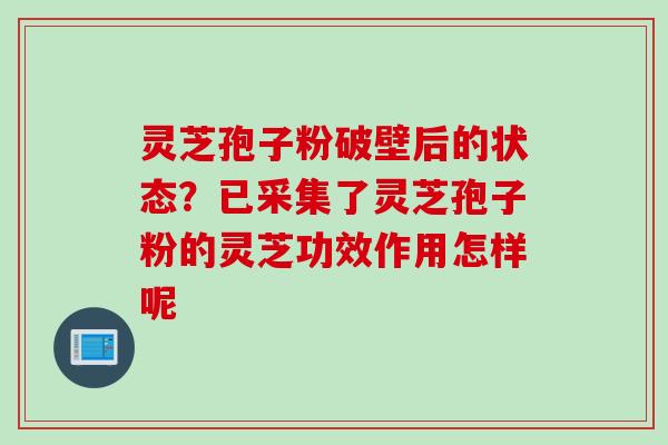 灵芝孢子粉破壁后的状态？已采集了灵芝孢子粉的灵芝功效作用怎样呢