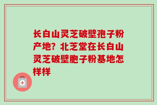长白山灵芝破壁孢子粉产地？北芝堂在长白山灵芝破壁胞子粉基地怎样样