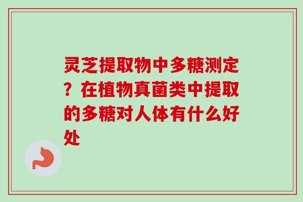 灵芝提取物中多糖测定？在植物真菌类中提取的多糖对人体有什么好处