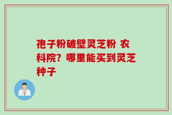 孢子粉破壁灵芝粉 农科院？哪里能买到灵芝种子