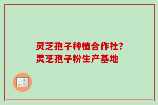 灵芝孢子种植合作社？灵芝孢子粉生产基地