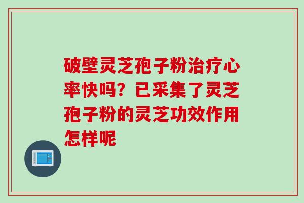 破壁灵芝孢子粉治疗心率快吗？已采集了灵芝孢子粉的灵芝功效作用怎样呢
