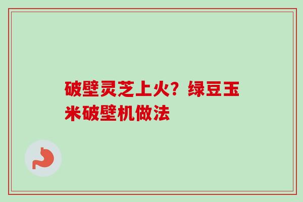 破壁灵芝上火？绿豆玉米破壁机做法