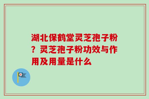 湖北保鹤堂灵芝孢子粉？灵芝孢子粉功效与作用及用量是什么