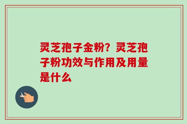 灵芝孢子金粉？灵芝孢子粉功效与作用及用量是什么