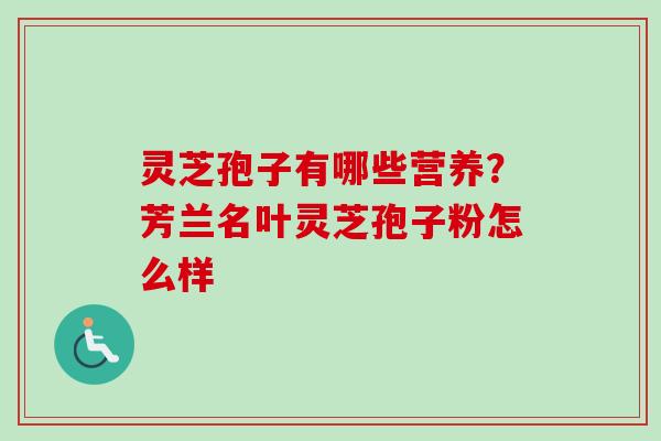 灵芝孢子有哪些营养？芳兰名叶灵芝孢子粉怎么样