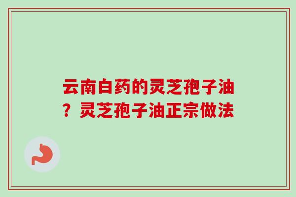 云南白药的灵芝孢子油?灵芝孢子油正宗做法 云南白药的灵芝孢子油?灵芝孢子油正宗做法