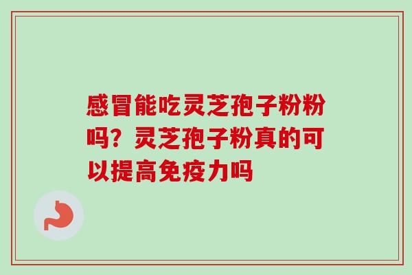 感冒能吃灵芝孢子粉粉吗？灵芝孢子粉真的可以提高免疫力吗