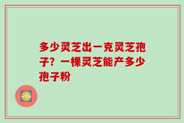 多少灵芝出一克灵芝孢子？一棵灵芝能产多少孢子粉
