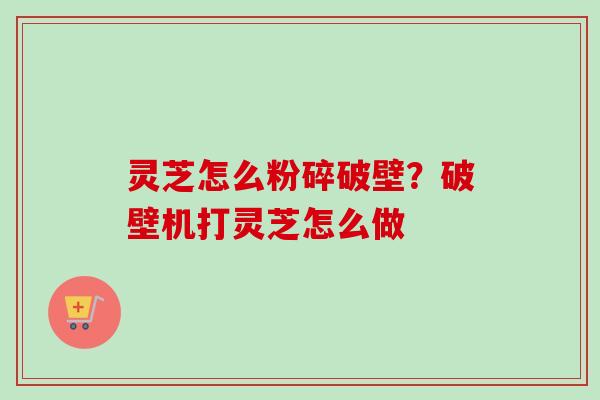 灵芝怎么粉碎破壁？破壁机打灵芝怎么做
