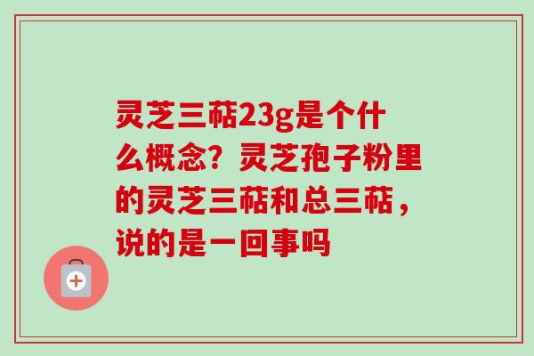 灵芝三萜23g是个什么概念？灵芝孢子粉里的灵芝三萜和总三萜，说的是一回事吗