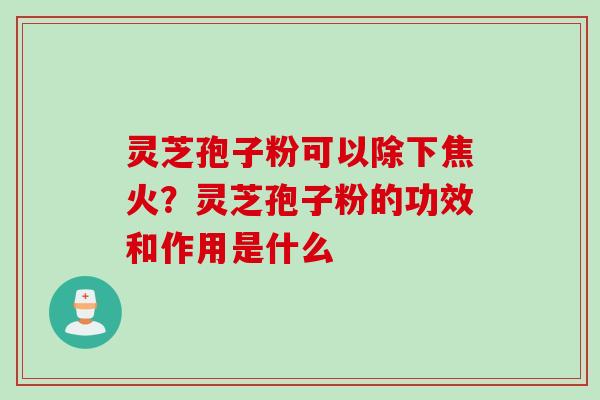 灵芝孢子粉可以除下焦火？灵芝孢子粉的功效和作用是什么