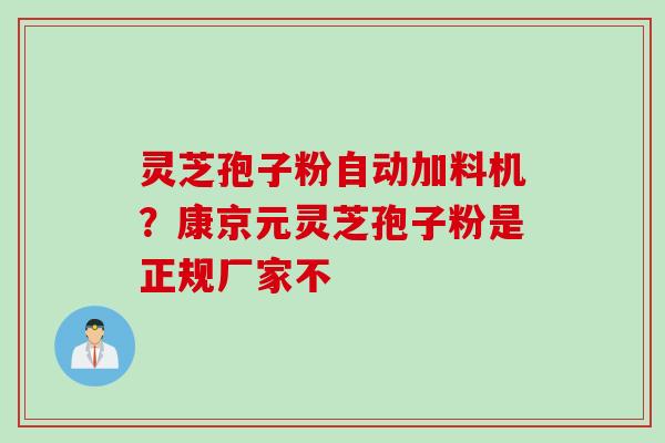灵芝孢子粉自动加料机？康京元灵芝孢子粉是正规厂家不