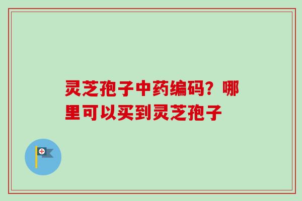 灵芝孢子中药编码？哪里可以买到灵芝孢子