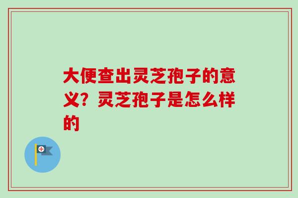 大便查出灵芝孢子的意义？灵芝孢子是怎么样的